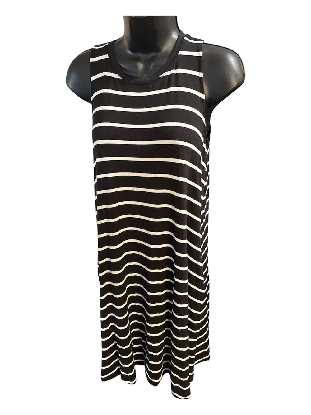 Time and Tru Black and White Striped Midi Dress.